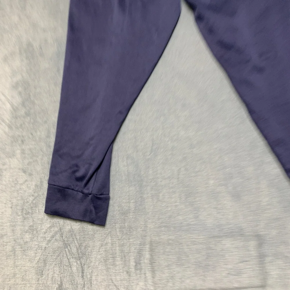 Eddie Bauer Ankle Jogger Pants Mens L Navy Tapered Leg Drawstring Zip Pockets